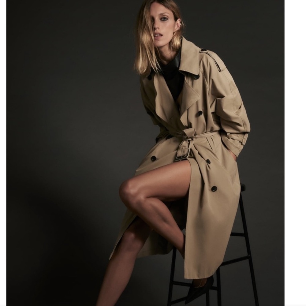 Zara limited edition water repellent camel tan trench coat